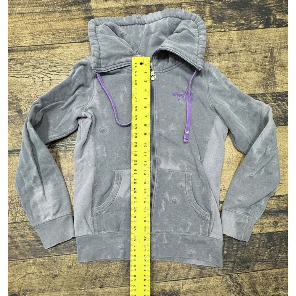 Liquid‎ Force Women's XS Sweatshirt Full Zip Y2k Skateboard Top Surf Gray Purple
